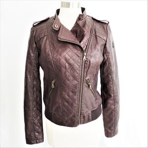 NWOT Guess Faux Leather Moto Bomber Jacket